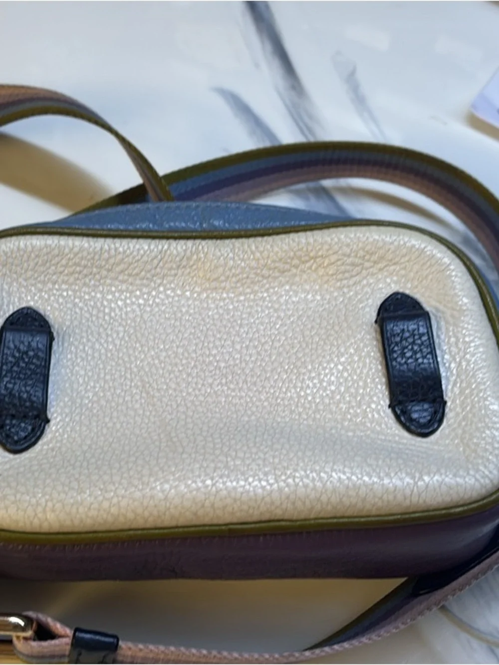 Coach Multicolor Leather Crossbody — Blue, Olive, Cream & Brown